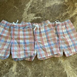 Janie and Jack Plaid Athletic Shorts Blue, Pink, and Tan